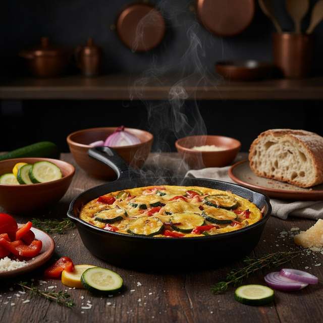 Omelete de Forno com Abobrinha e Pimentão