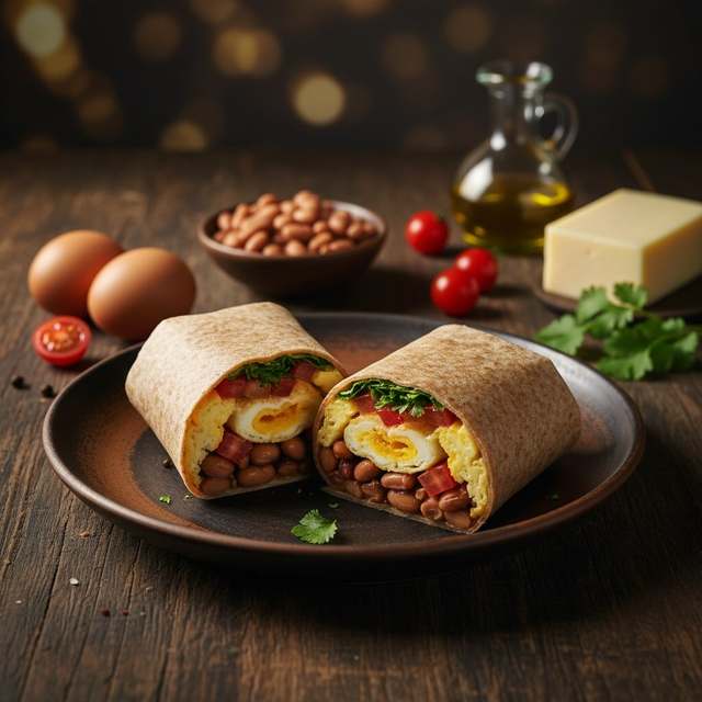 Burrito Matinal de Ovo e Feijão