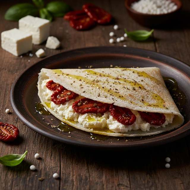 Tapioca Crocante de Queijo com Tomate Seco