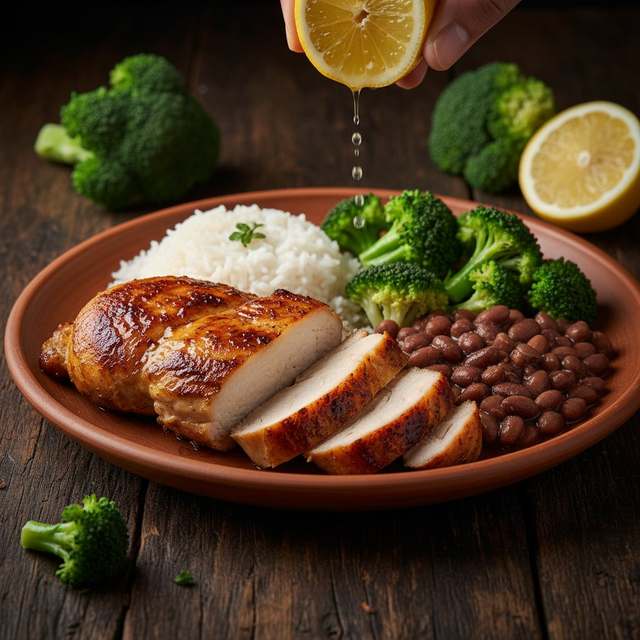 Frango Grelhado com Arroz Integral e Brócolis