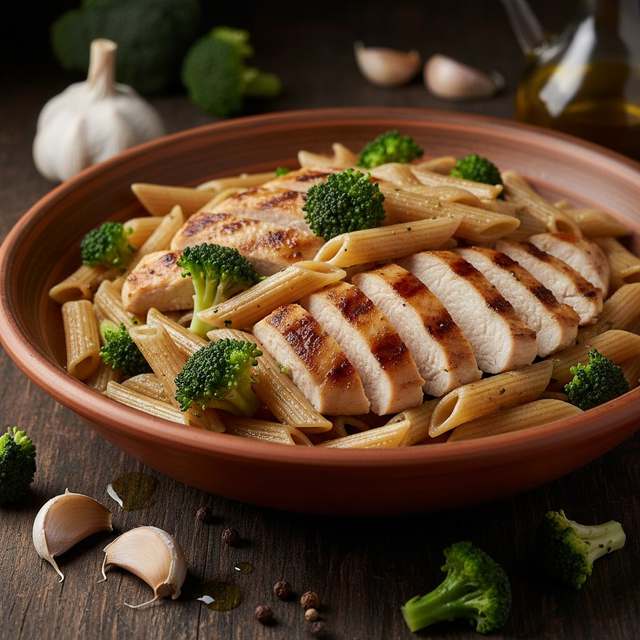 Macarrão com Frango e Brócolis