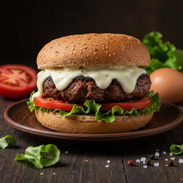 Hambúrguer Caseiro de Patinho com Salada
