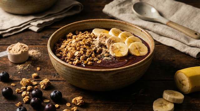 Bowl de Açaí Proteico com Granola e Banana