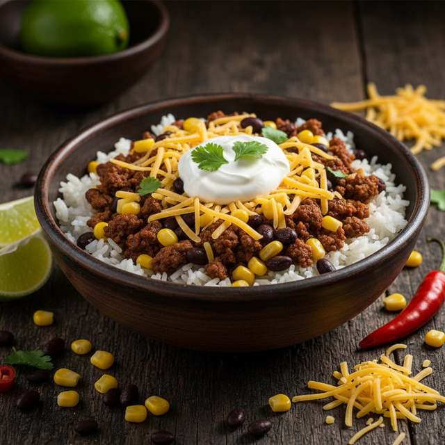 Burrito Bowl Mexicano de Carne Moída