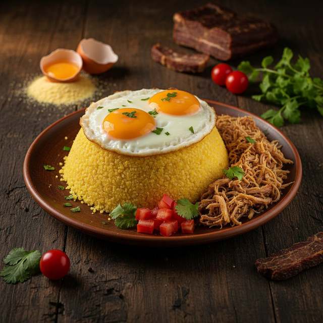 Cuscuz Nordestino com Ovo e Carne Seca