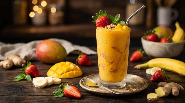 Vitamina de Frutas Tropicais com Whey